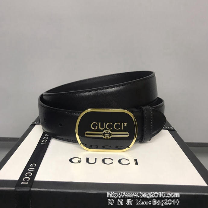 GUCCI古馳 官網新款 正品規格 原單品質  休閒商務 橢圓磨膠板扣 小牛皮男士皮帶  xfp1083